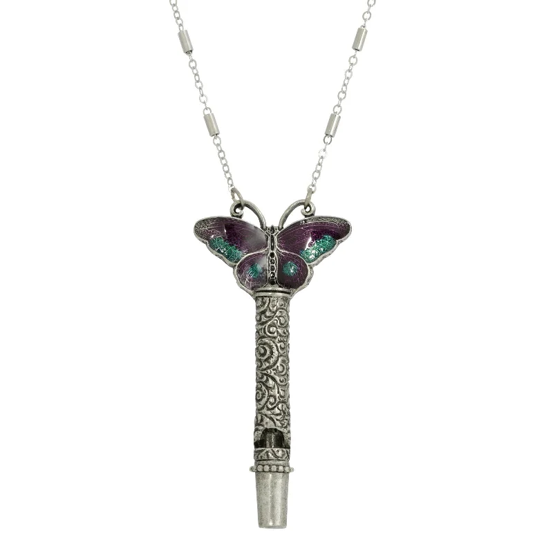 The Jewelry Sale You've Been Waiting For Is Here 1928 Jewelry® Pewter Whistle With Purple & Green Enamel Butterfly Necklace 30" The Jewelry Sale You've Been Waiting For Is Here 1928 Jewelry® Pewter Whistle With Purple & Green Enamel Butterfly Necklace 30"