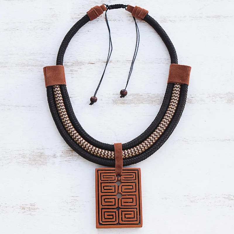 Luxury Jewelry At Unbeatable Discounts Rectangular Labyrinth Rectangular Ceramic Pendant Necklace from Brazil Luxury Jewelry At Unbeatable Discounts Rectangular Labyrinth Rectangular Ceramic Pendant Necklace from Brazil