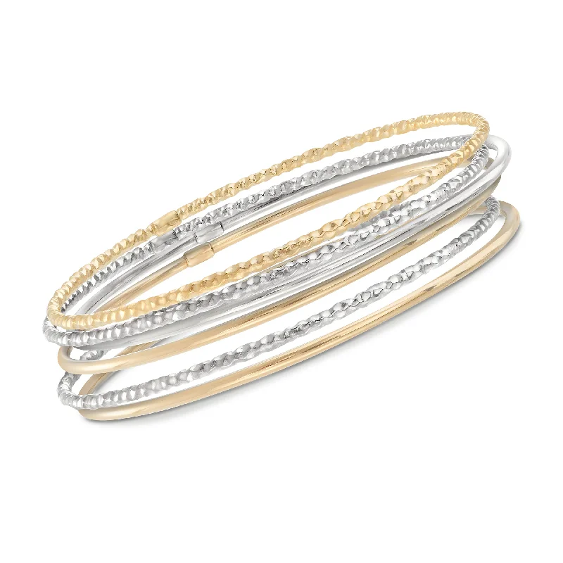 Clearance Sale On High-End Jewelry Collections Ross-Simons Two-Tone Sterling Silver Jewelry Set: 6 Bangle Bracelets Clearance Sale On High-End Jewelry Collections Ross-Simons Two-Tone Sterling Silver Jewelry Set: 6 Bangle Bracelets