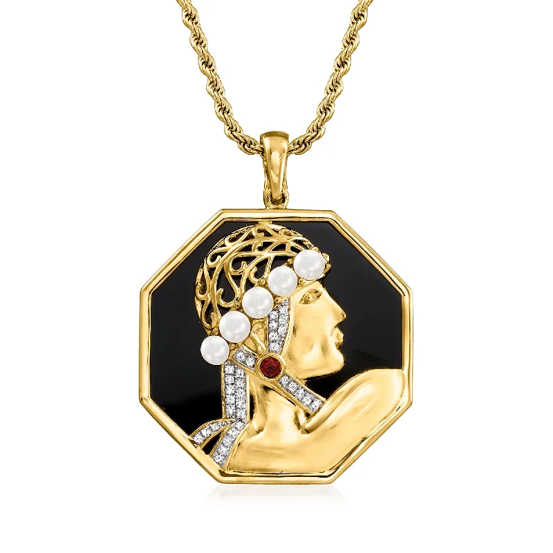 Exclusive Jewelry Sale – Limited-Time Discounts Ross-Simons 3.5-4mm Cultured Pearl, Black Agate and . Multi-Gemstone Pendant Necklace in 18kt Gold Over Sterling Exclusive Jewelry Sale – Limited-Time Discounts Ross-Simons 3.5-4mm Cultured Pearl, Black Agate and . Multi-Gemstone Pendant Necklace in 18kt Gold Over Sterling
