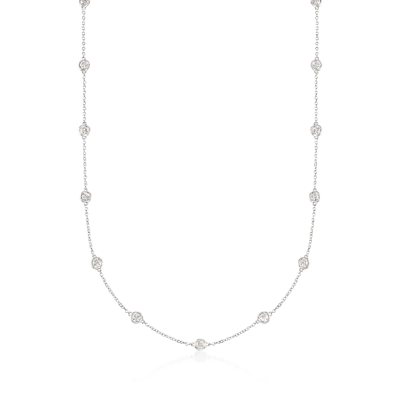 The Perfect Accessory For Less – Jewelry Sale Live Ross-Simons Bezel-Set Diamond Station Necklace in 14kt White Gold The Perfect Accessory For Less – Jewelry Sale Live Ross-Simons Bezel-Set Diamond Station Necklace in 14kt White Gold