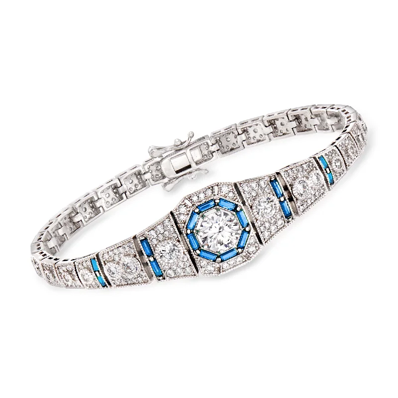 Huge Markdowns On Premium Jewelry Styles Ross-Simons CZ and . Simulated Sapphire Bracelet in Sterling Silver Huge Markdowns On Premium Jewelry Styles Ross-Simons CZ and . Simulated Sapphire Bracelet in Sterling Silver