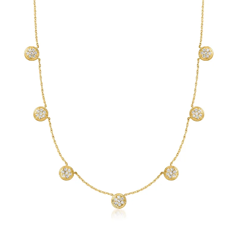 Get The Sparkle You Love At Prices You Adore Ross-Simons Diamond Cluster Necklace in 14kt Yellow Gold Get The Sparkle You Love At Prices You Adore Ross-Simons Diamond Cluster Necklace in 14kt Yellow Gold