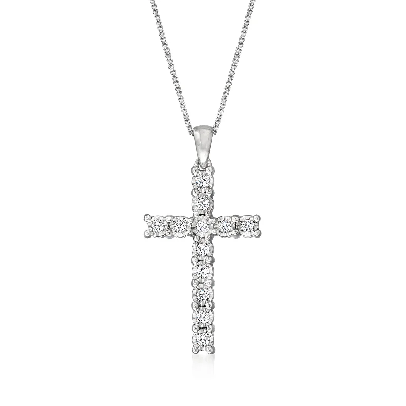 Huge Savings On Timeless Jewelry Collections Ross-Simons Diamond Cross Pendant Necklace in Sterling Silver Huge Savings On Timeless Jewelry Collections Ross-Simons Diamond Cross Pendant Necklace in Sterling Silver