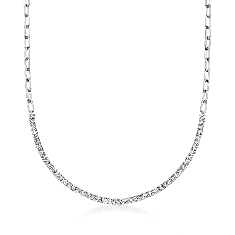 Shop Dazzling Rings, Earrings, And More At Special Discounts Ross-Simons Diamond Paper Clip Link Tennis Necklace in Sterling Silver Shop Dazzling Rings, Earrings, And More At Special Discounts Ross-Simons Diamond Paper Clip Link Tennis Necklace in Sterling Silver