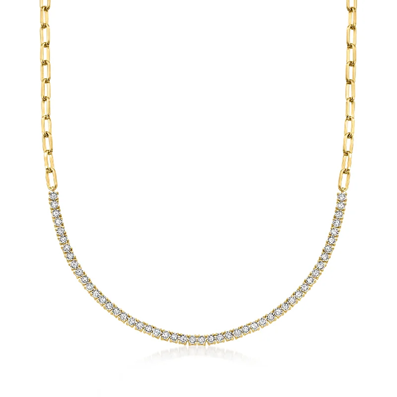 Unbeatable Offers On Luxury And Everyday Jewelry Ross-Simons Diamond Tennis Paper Clip Link Necklace in 18kt Gold Over Sterling Unbeatable Offers On Luxury And Everyday Jewelry Ross-Simons Diamond Tennis Paper Clip Link Necklace in 18kt Gold Over Sterling