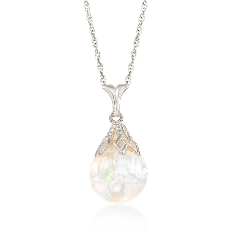Trending Jewelry Styles Now At Limited-Time Discounts Ross-Simons Floating Opal Pendant Necklace in 14kt White Gold