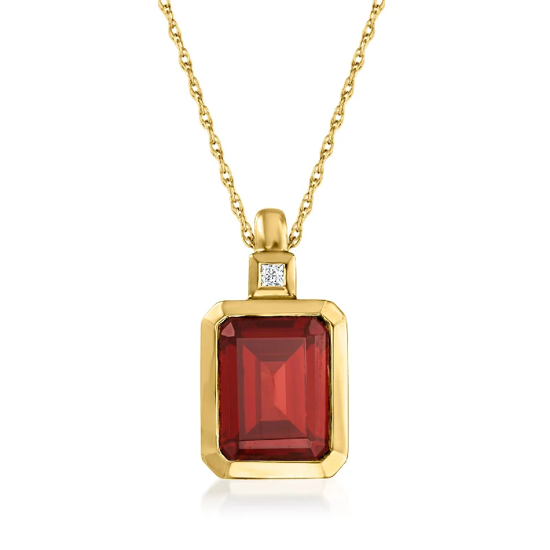Grab Your Favorite Jewelry At The Lowest Prices Ross-Simons Garnet Pendant Necklace With Diamond Accent in 14kt Yellow Gold Grab Your Favorite Jewelry At The Lowest Prices Ross-Simons Garnet Pendant Necklace With Diamond Accent in 14kt Yellow Gold