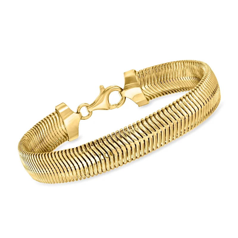 Ross-Simons Italian 18kt Gold Over Sterling Flat Snake-Chain Bracelet