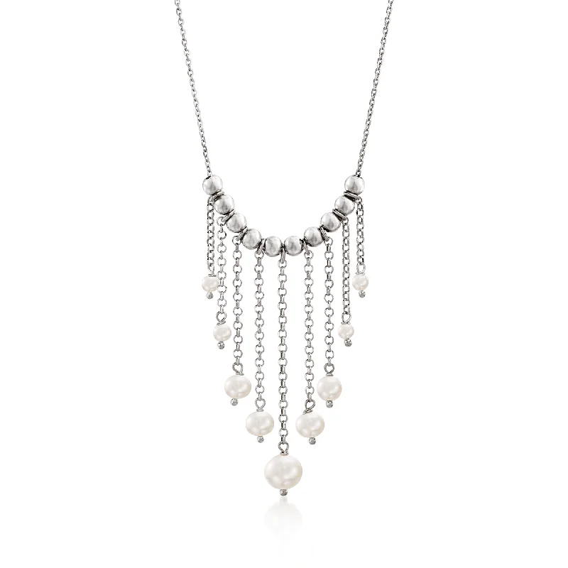 Clearance Sale On High-End Jewelry Collections Ross-Simons Italian 4-8mm Cultured Pearl Fringe Necklace in Sterling Silver Clearance Sale On High-End Jewelry Collections Ross-Simons Italian 4-8mm Cultured Pearl Fringe Necklace in Sterling Silver