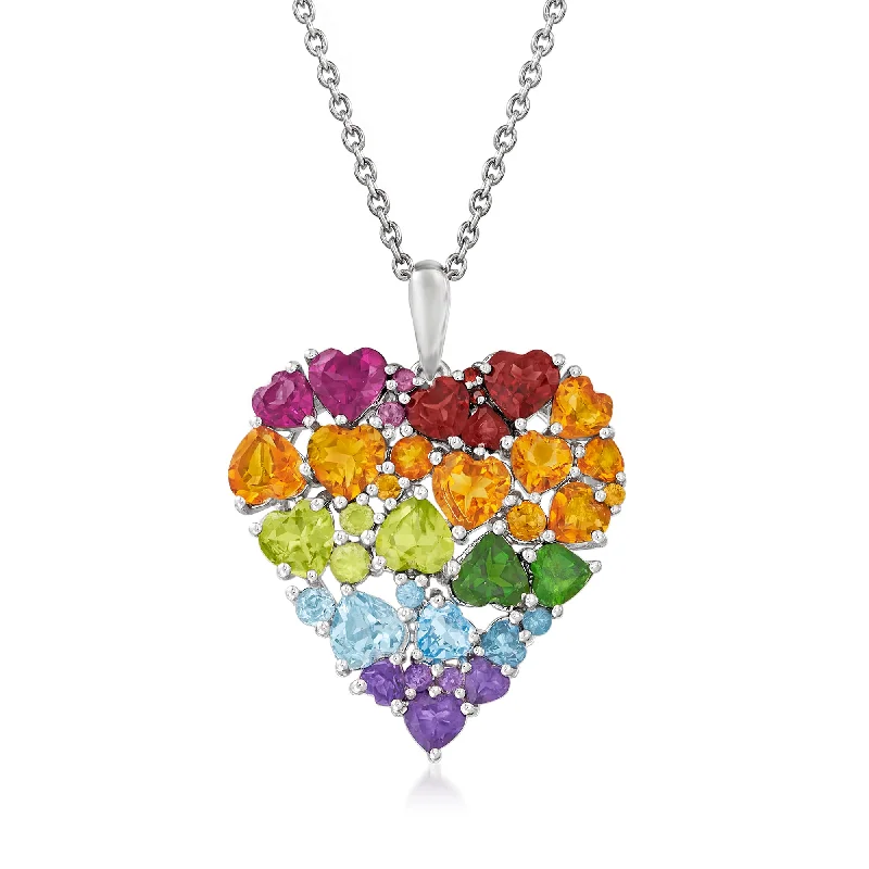 Flash Sale On Stunning Jewelry – Limited Stock Available Ross-Simons Multi-Gem Heart Pendant Necklace in Sterling Silver Flash Sale On Stunning Jewelry – Limited Stock Available Ross-Simons Multi-Gem Heart Pendant Necklace in Sterling Silver