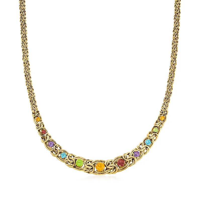 Trending Jewelry Now At Unbeatable Prices Ross-Simons Multi-Gemstone Graduated Byzantine Necklace in 18kt Gold Over Sterling Trending Jewelry Now At Unbeatable Prices Ross-Simons Multi-Gemstone Graduated Byzantine Necklace in 18kt Gold Over Sterling