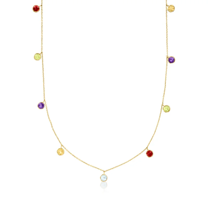 Unique Jewelry Designs Now At Discounted Rates Ross-Simons Multi-Stone Station Necklace in 14kt Yellow Gold Unique Jewelry Designs Now At Discounted Rates Ross-Simons Multi-Stone Station Necklace in 14kt Yellow Gold