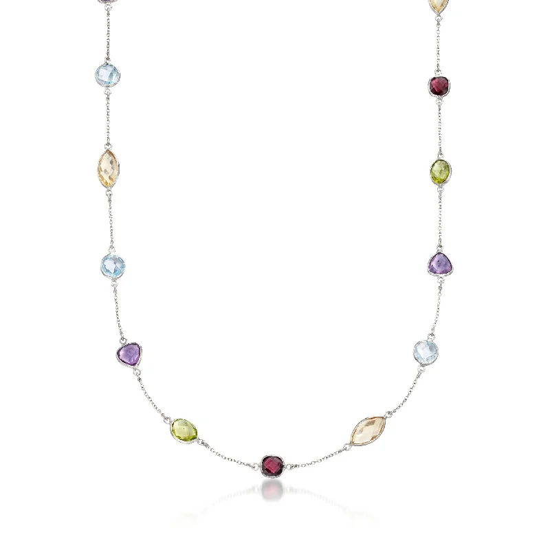 Your Perfect Accessory At The Perfect Price Ross-Simons Multi-Stone Station Necklace in Sterling Silver Your Perfect Accessory At The Perfect Price Ross-Simons Multi-Stone Station Necklace in Sterling Silver