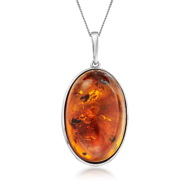Shop Stylish Jewelry Now And Save Big Ross-Simons Oval Cognac Amber Pendant Necklace in Sterling Silver Shop Stylish Jewelry Now And Save Big Ross-Simons Oval Cognac Amber Pendant Necklace in Sterling Silver