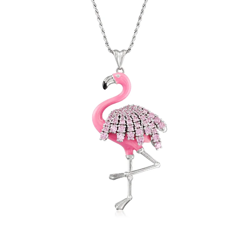 Flash Sale On Exquisite Jewelry – Don't Miss Out Ross-Simons Pink CZ Flamingo Pendant Necklace With Pink Enamel in Sterling Silver Flash Sale On Exquisite Jewelry – Don't Miss Out Ross-Simons Pink CZ Flamingo Pendant Necklace With Pink Enamel in Sterling Silver