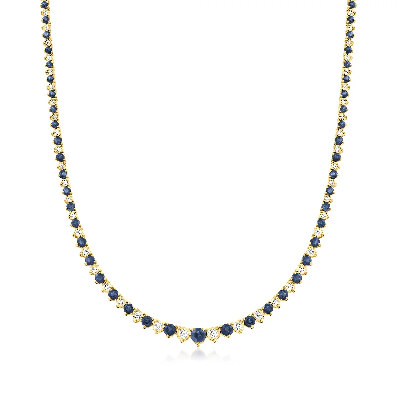 Handmade Pearl Jewelry For Timeless Elegance Ross-Simons Sapphire and Diamond Tennis Necklace in 18kt Gold Over Sterling Handmade Pearl Jewelry For Timeless Elegance Ross-Simons Sapphire and Diamond Tennis Necklace in 18kt Gold Over Sterling