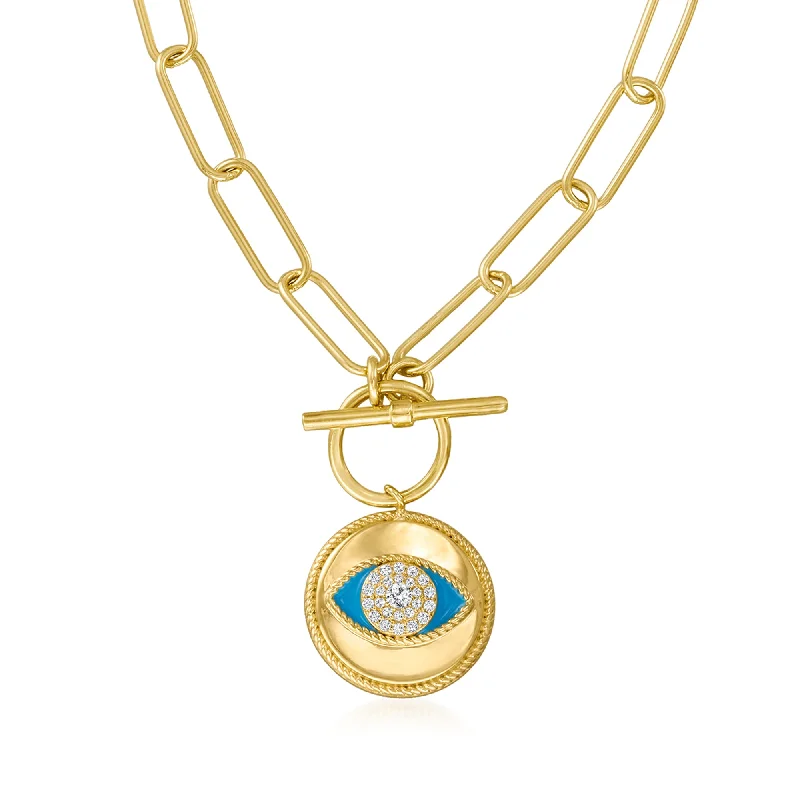 Seasonal Jewelry Deals – Elevate Your Style Ross-Simons White Topaz and Enamel Evil Eye Necklace in 18kt Gold Over Sterling Seasonal Jewelry Deals – Elevate Your Style Ross-Simons White Topaz and Enamel Evil Eye Necklace in 18kt Gold Over Sterling