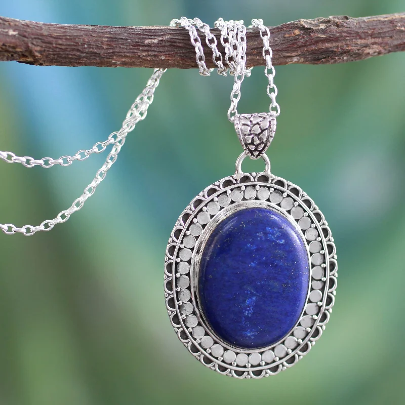 Premium Diamond Jewelry For Unforgettable Moments Royal Indian Blue Lapis Lazuli Necklace Sterling Silver Jewelry from India Premium Diamond Jewelry For Unforgettable Moments Royal Indian Blue Lapis Lazuli Necklace Sterling Silver Jewelry from India