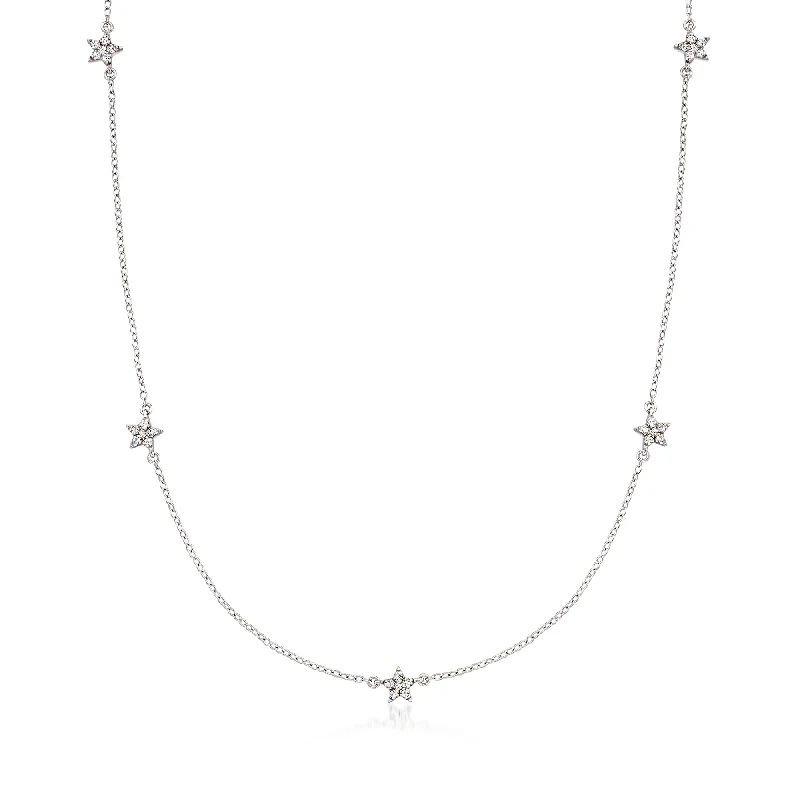Big Savings On Your Favorite Jewelry Pieces RS Pure by Ross-Simons Diamond Star Station Necklace in Sterling Silver Big Savings On Your Favorite Jewelry Pieces RS Pure by Ross-Simons Diamond Star Station Necklace in Sterling Silver