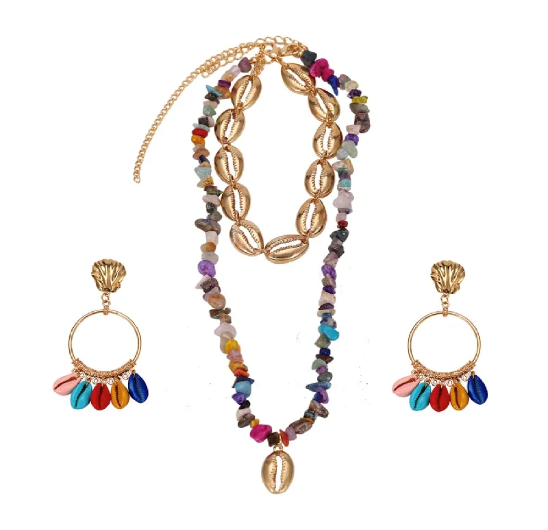 Limited-Time Offer On Elegant Jewelry Pieces Seashell Layered Necklace and Earrings Set Limited-Time Offer On Elegant Jewelry Pieces Seashell Layered Necklace and Earrings Set
