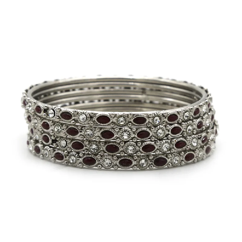 Elegant Jewelry At Unbeatable Offers – Shop Before It's Gone Silver Bangles & Bracelets for Women's - Maroon Elegant Jewelry At Unbeatable Offers – Shop Before It's Gone Silver Bangles & Bracelets for Women's - Maroon