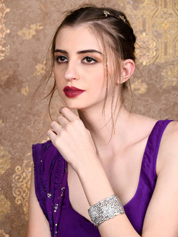 Affordable Glamour – Must-Have Jewelry At Special Rates Odette Women Silver Broad Imitation Cuff Bracelet