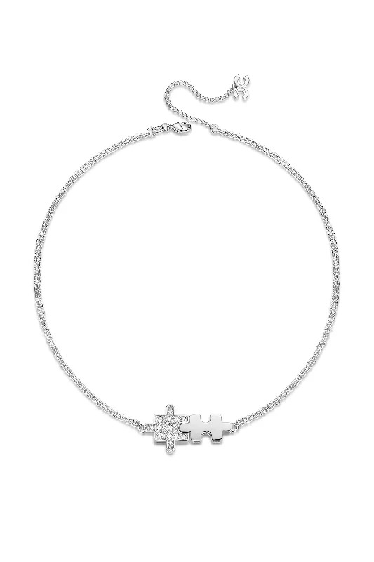 Exclusive Jewelry Sale – Shine For Less Silver Jigsaw Puzzle Necklace