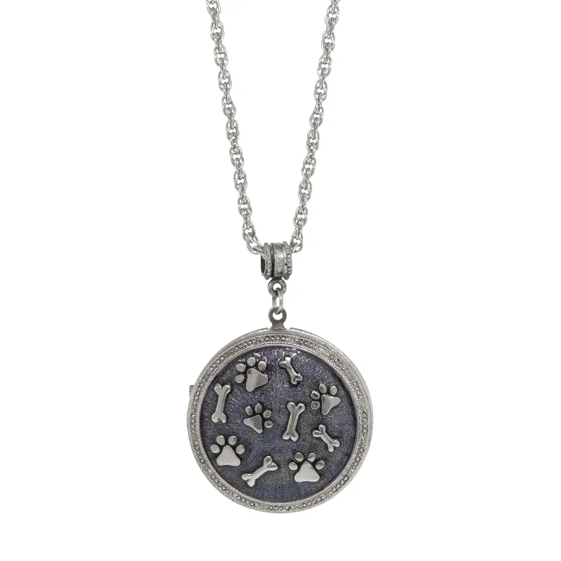 Luxury Handcrafted Jewelry For Elegant Looks 1928 Jewelry® Silver Tone Blue Enamel Round Paw And Bones Necklace 28" Luxury Handcrafted Jewelry For Elegant Looks 1928 Jewelry® Silver Tone Blue Enamel Round Paw And Bones Necklace 28"