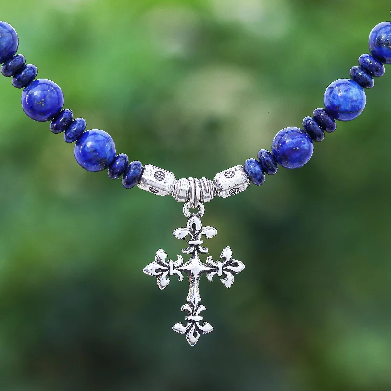 Seasonal Jewelry Sale – Upgrade Your Style Today Sky and Sea Cross Handmade Lapis Lazuli Beaded Pendant Necklace Seasonal Jewelry Sale – Upgrade Your Style Today Sky and Sea Cross Handmade Lapis Lazuli Beaded Pendant Necklace