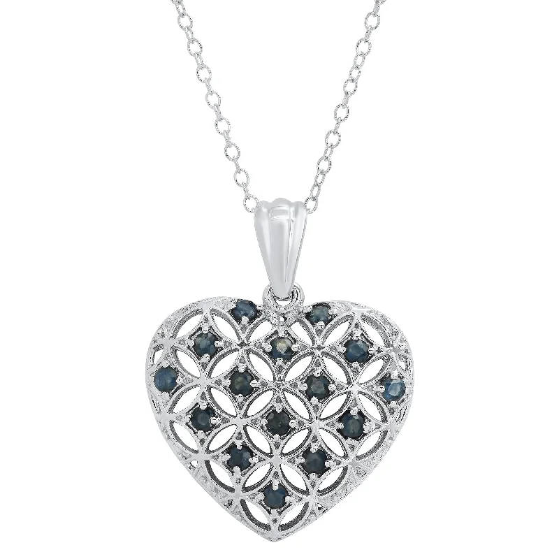 Buy More, Save More On Stunning Jewelry Pieces Sterling Silver Genuine Gemstone Heart Shape Filigree Pendant 18' in Buy More, Save More On Stunning Jewelry Pieces Sterling Silver Genuine Gemstone Heart Shape Filigree Pendant 18' in
