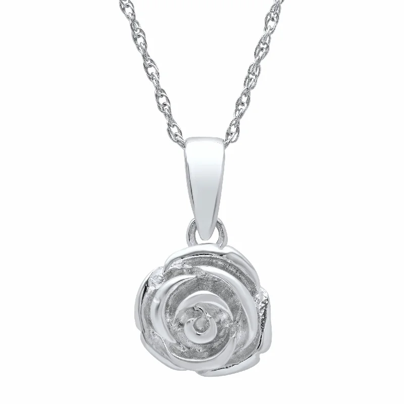 Limited-Time Jewelry Sale – Elegant Styles At Less Sterling Silver Rose Pendant Necklace on 18 inch Rope Chain Limited-Time Jewelry Sale – Elegant Styles At Less Sterling Silver Rose Pendant Necklace on 18 inch Rope Chain