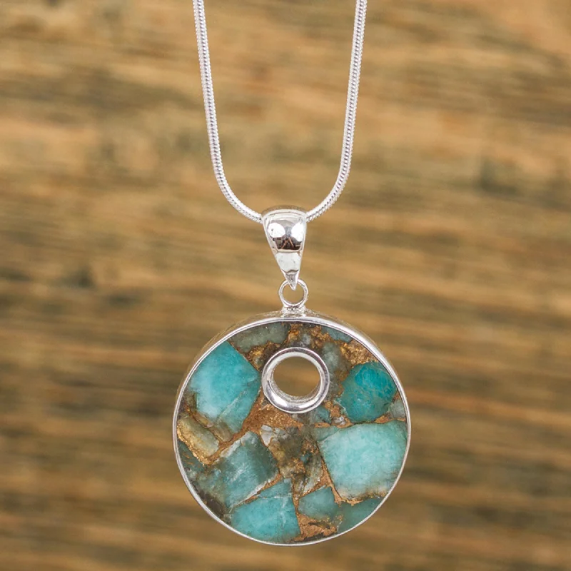 Limited-Stock Jewelry Sale – Once It's Gone, It's Gone Terrestrial Beauty Sterling Silver and Composite Turquoise Necklace from Mexico Limited-Stock Jewelry Sale – Once It's Gone, It's Gone Terrestrial Beauty Sterling Silver and Composite Turquoise Necklace from Mexico
