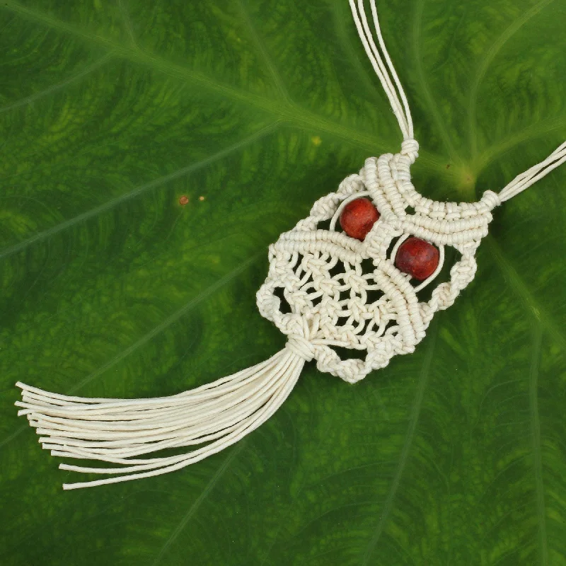 Breathtaking Jewelry At Limited-Time Savings White Owl Handcrafted Thai Macrame Bird necklace Breathtaking Jewelry At Limited-Time Savings White Owl Handcrafted Thai Macrame Bird necklace
