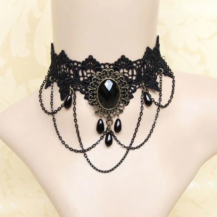 Accessorize For Less – Luxury Jewelry At Affordable Prices Women's Gothic Diamante Lace Choker with Chain Accessorize For Less – Luxury Jewelry At Affordable Prices Women's Gothic Diamante Lace Choker with Chain