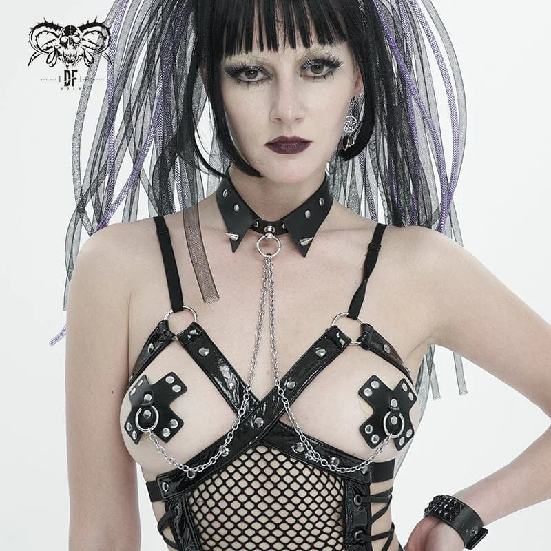 Don't Miss Out On Jaw-Dropping Jewelry Discounts Women's Gothic Studded Chain Choker With Breast Covers Don't Miss Out On Jaw-Dropping Jewelry Discounts Women's Gothic Studded Chain Choker With Breast Covers