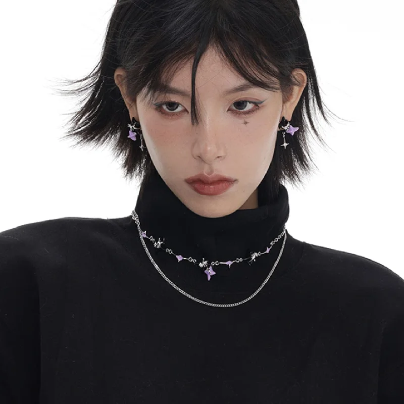 Breathtaking Jewelry At Limited-Time Savings Women's Grunge Double Color Star Layered Necklace Breathtaking Jewelry At Limited-Time Savings Women's Grunge Double Color Star Layered Necklace