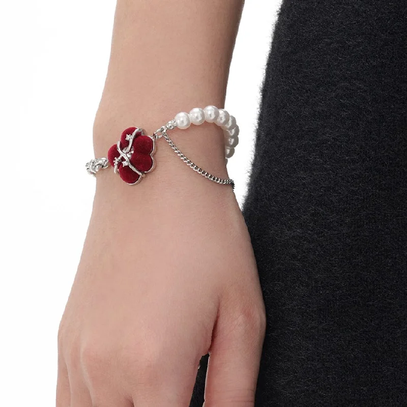 Huge Savings On Timeless Jewelry Collections Women's Grunge Flocking Floral Pearl Bracelet Huge Savings On Timeless Jewelry Collections Women's Grunge Flocking Floral Pearl Bracelet