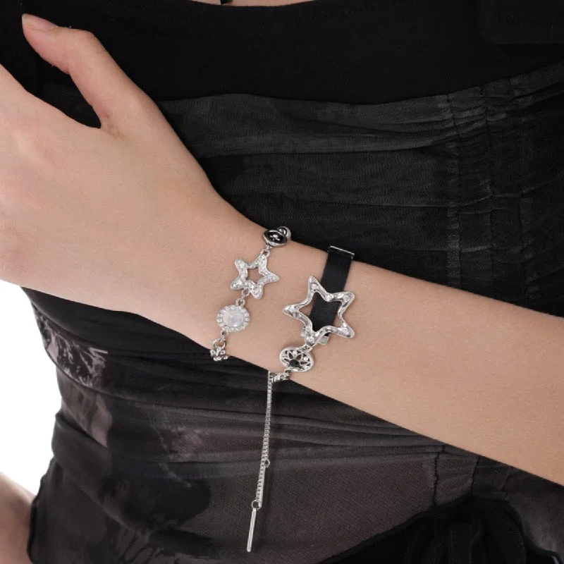 Exclusive Jewelry Offers – Shine For Less Women's Punk Diamante Star Bracelet