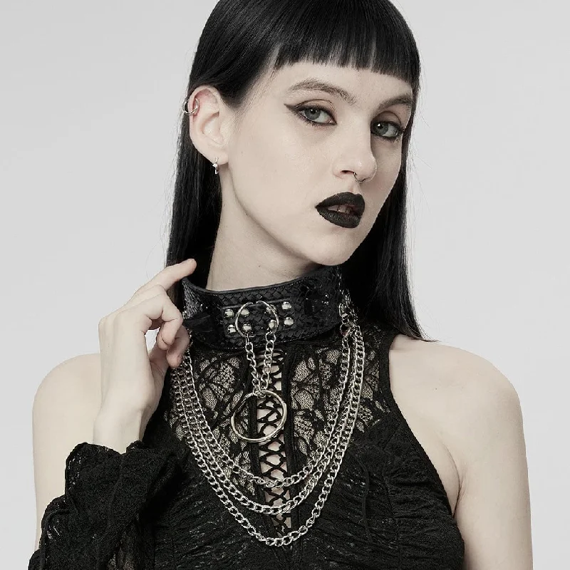 Glamorous Jewelry, Glamorous Deals – Shop Now Women's Punk Snakeskin Faux Leather Necklace with Chain Glamorous Jewelry, Glamorous Deals – Shop Now Women's Punk Snakeskin Faux Leather Necklace with Chain