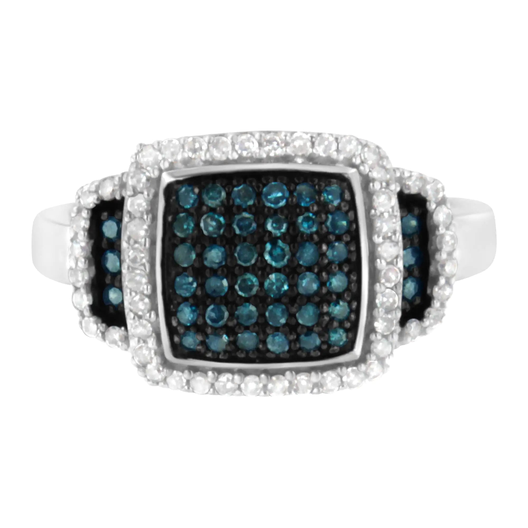 Limited Stock On Premium Jewelry At Low Prices Black Rhodium Plated with Diamond Square Ring Limited Stock On Premium Jewelry At Low Prices Black Rhodium Plated with Diamond Square Ring