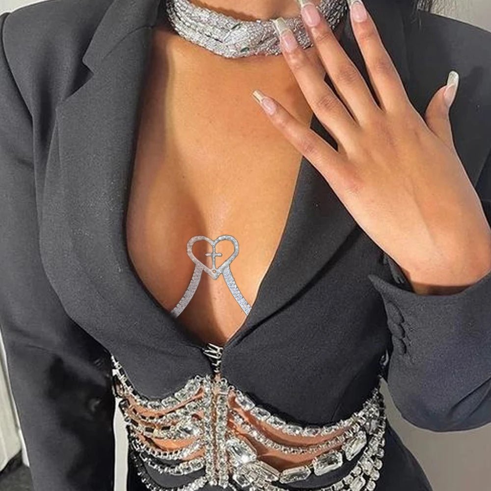 Huge Savings On Timeless Jewelry Collections Cross Heart Crystal Chest Bra