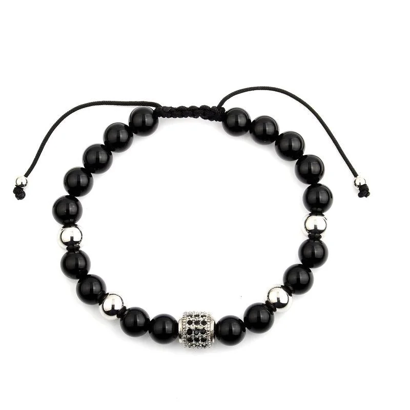 Grab Your Favorite Jewelry At The Lowest Prices Crucible Men's Onyx Beaded Macramé Bracelet Grab Your Favorite Jewelry At The Lowest Prices Crucible Men's Onyx Beaded Macramé Bracelet