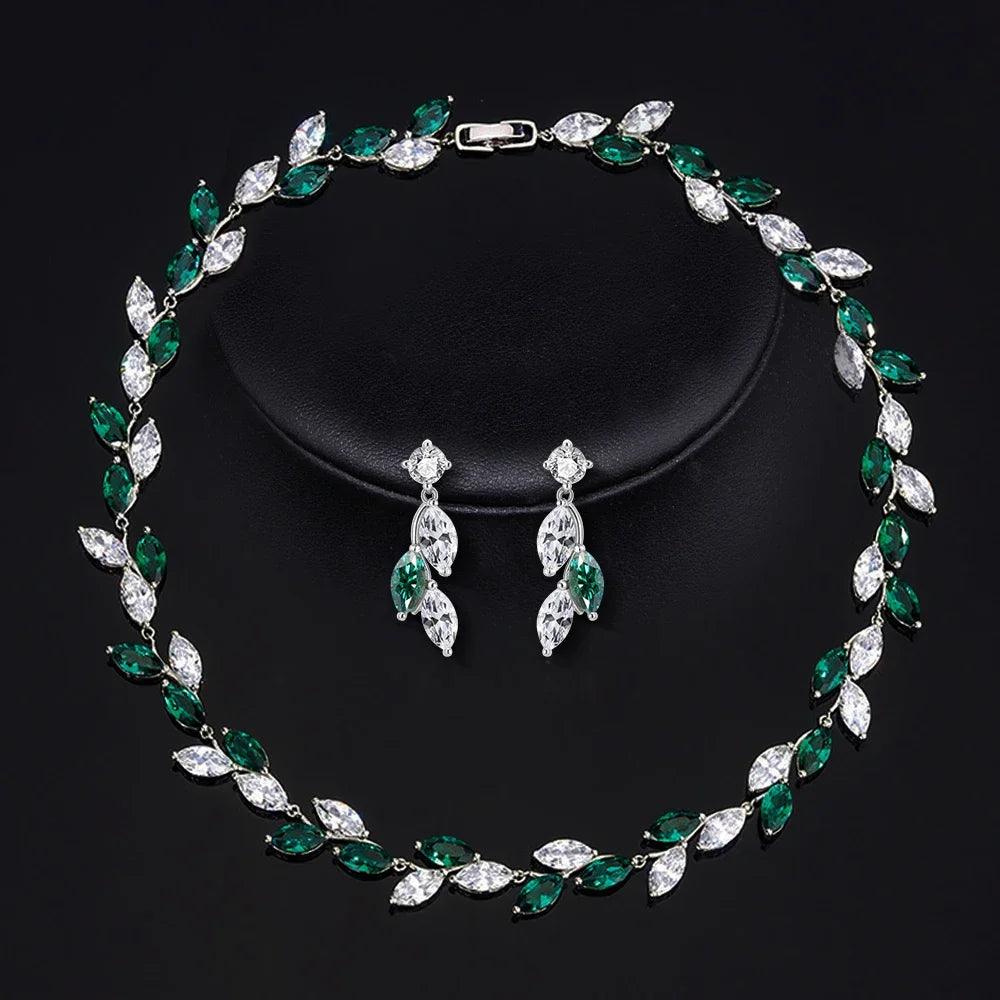 Buy More, Save More On Stunning Jewelry Pieces Luxury Marquise-Cut Moissanite Bridal Set for Women – Leaf-Shaped Emerald Imitation Choker Necklace & Earrings for Wedding Party Buy More, Save More On Stunning Jewelry Pieces Luxury Marquise-Cut Moissanite Bridal Set for Women – Leaf-Shaped Emerald Imitation Choker Necklace & Earrings for Wedding Party