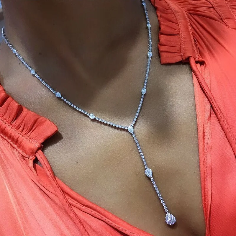 Discounted Luxury Jewelry – Shine Without The Splurge Rhinestone Y Necklace