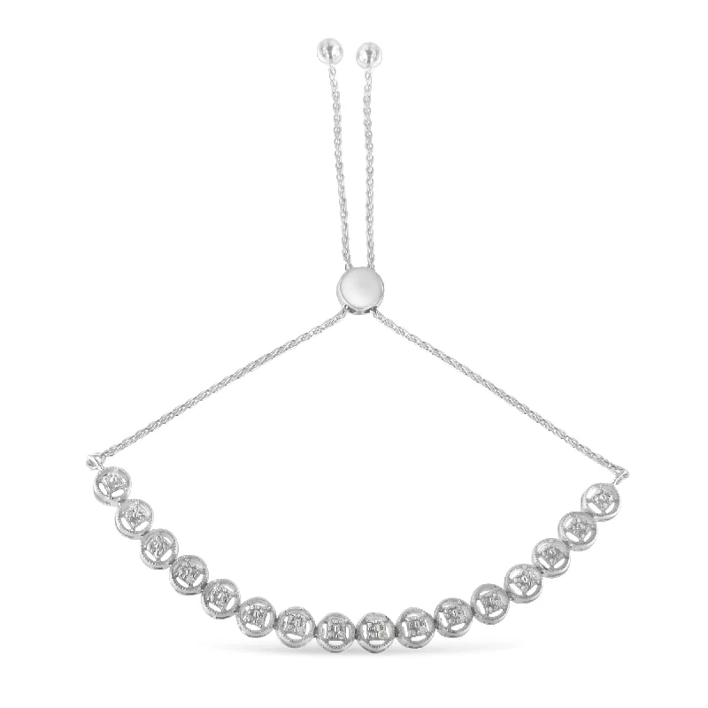 Premium Jewelry At Promotional Prices – Shine Today Sterling Silver 1/10ct TDW Diamond Bolo Bracelet