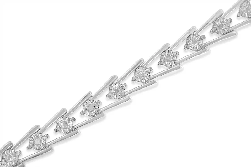Modern Statement Jewelry For Bold Styling Sterling Silver 1/2 ct TDW Diamond Wave-Style Link Modern Statement Jewelry For Bold Styling Sterling Silver 1/2 ct TDW Diamond Wave-Style Link