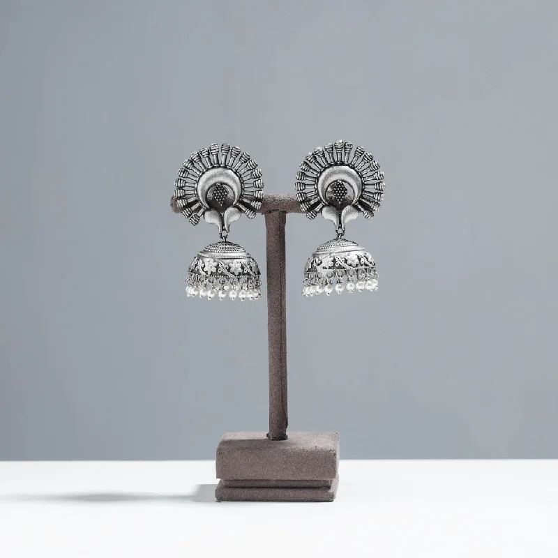 Unmissable Deals On Handmade Jewelry Collections Antique Silver Finish Oxidised Brass Base Jhumki Earrings
