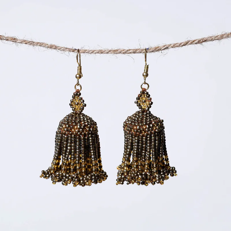 Sparkle More For Less – Jewelry Sale Happening Now Neemuch Handmade Beadwork Jhumki Earrings by Pushpa Harit