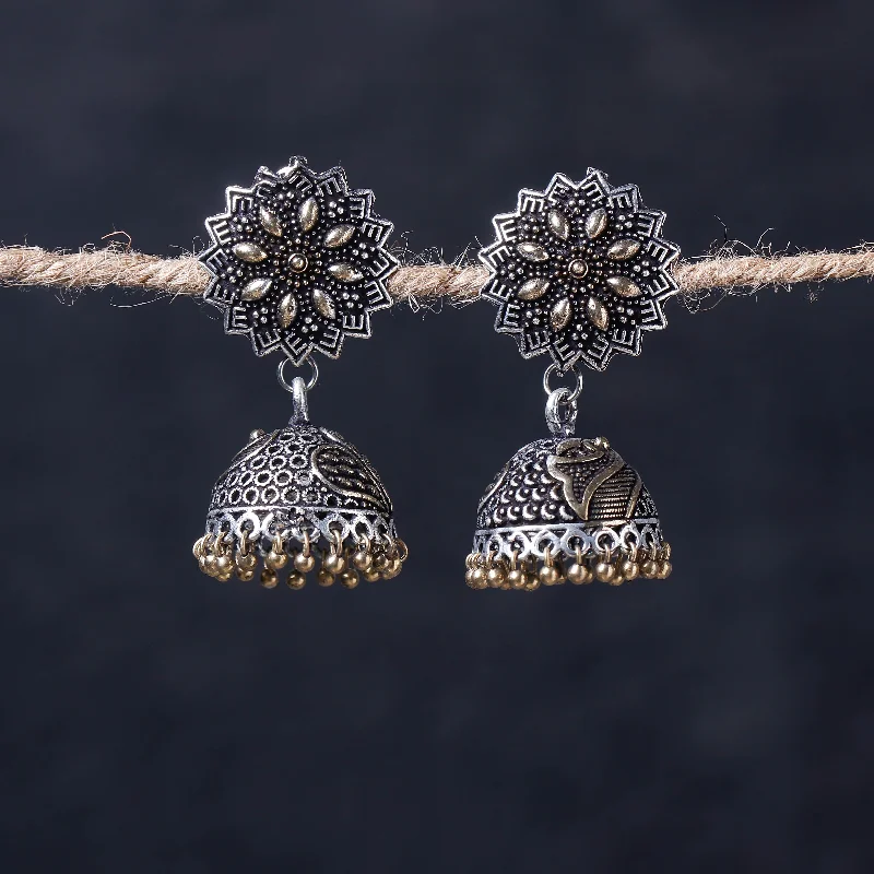 Luxury Jewelry At Budget-Friendly Prices – Grab Yours Now Antique Silver Finish Oxidised Brass Base Jhumka Earrings